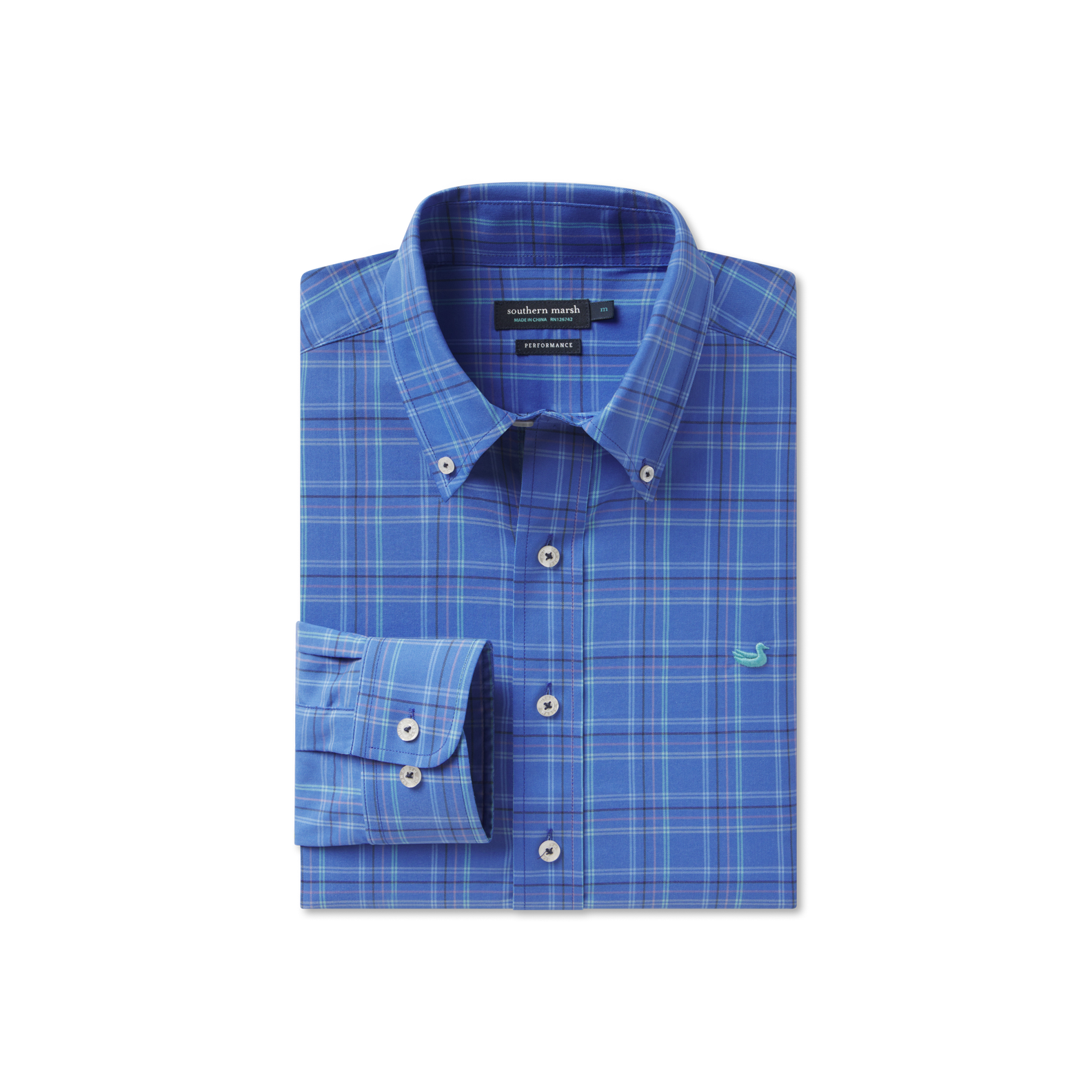 southern marsh dress shirts Southern Marsh Chatham Lines Performance Dress Shirt Dark Bluebonnet & Blue / Extra Small