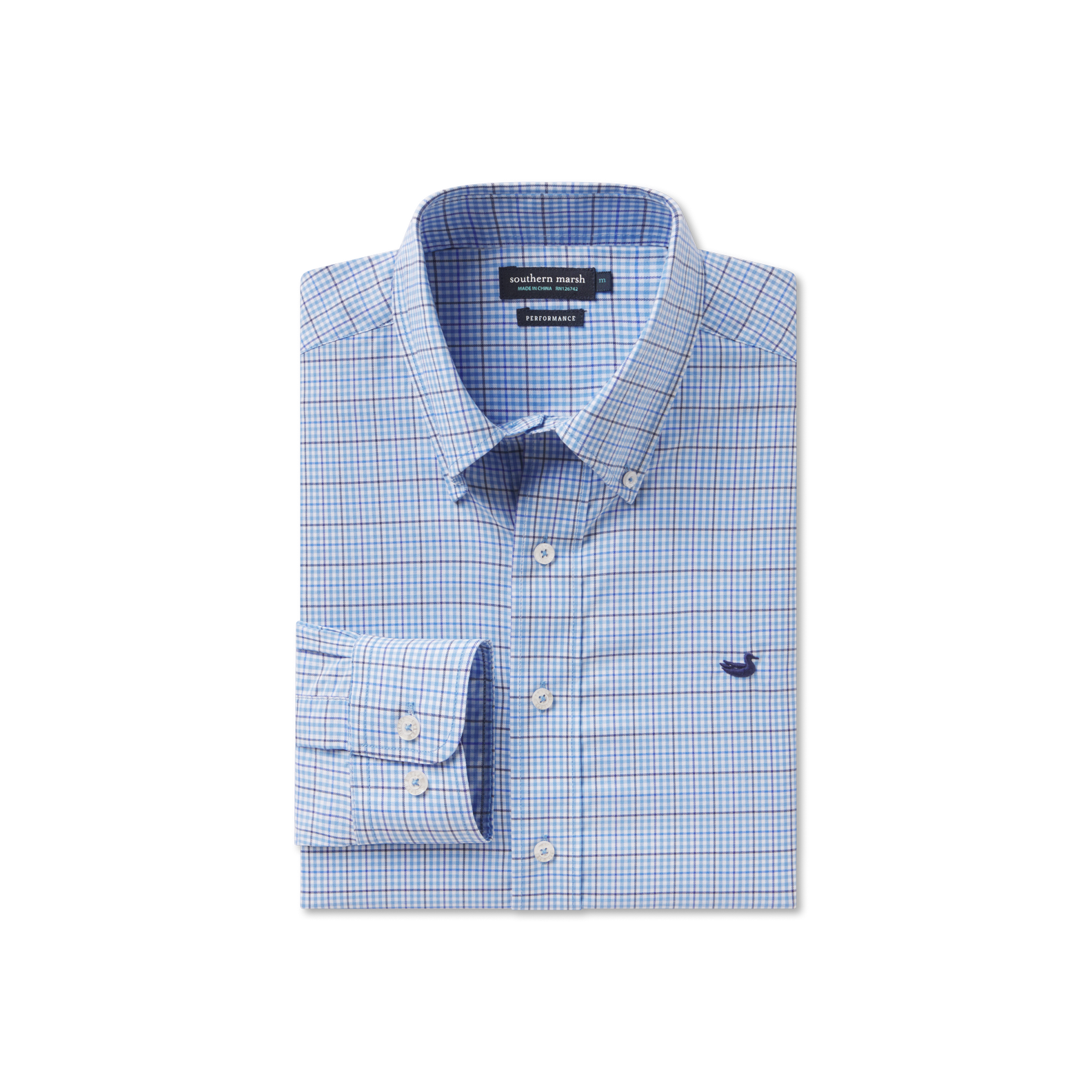 Southern Marsh Dyer Performance Gingham Dress Shirt Sage & Slate / Large