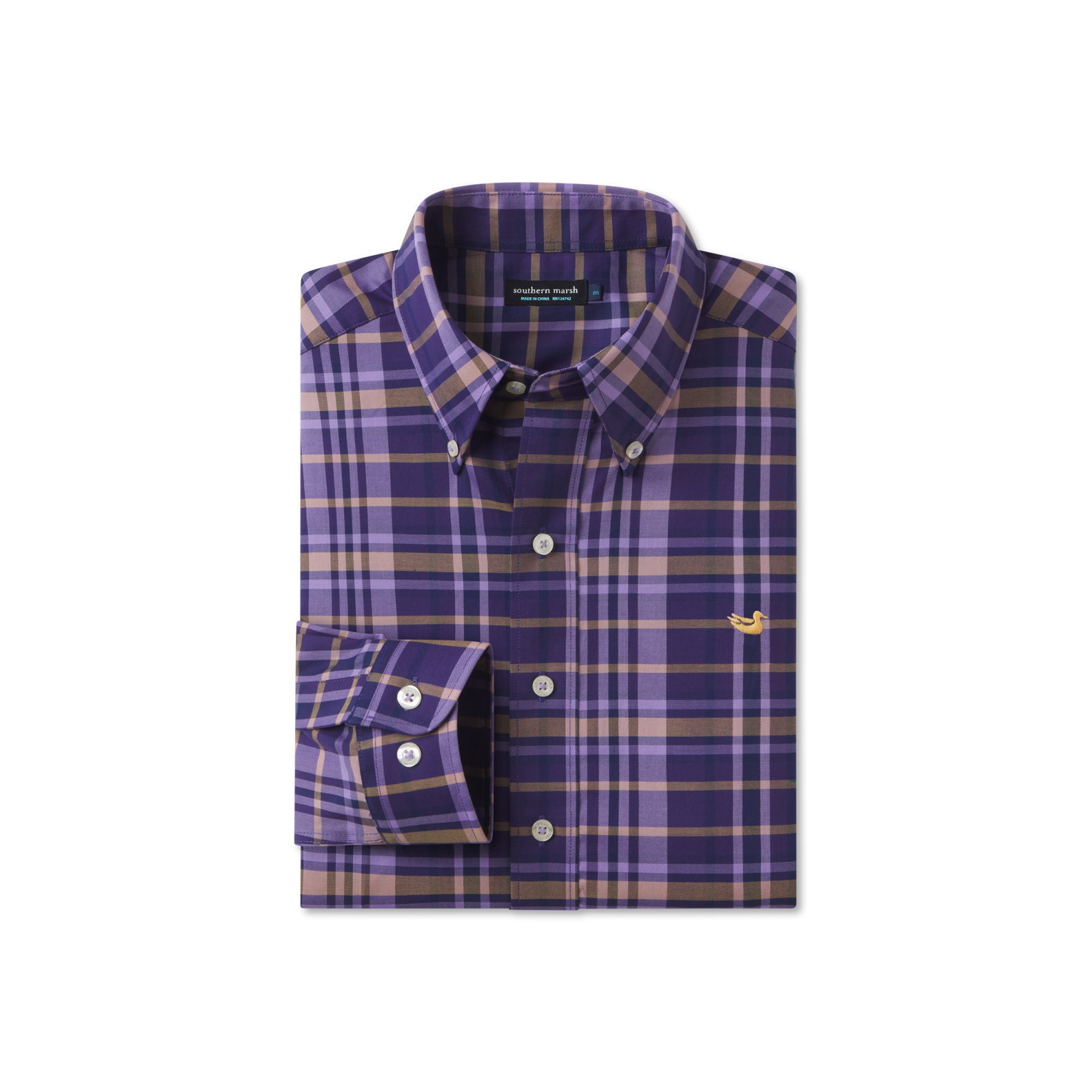 southern marsh dress shirts Southern Marsh Blanco Plaid Dress Shirt Purple and Yellow / Small