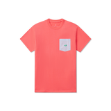 Coral with Blue | Stewart Pocket Tee | Seersucker | Short Sleeve