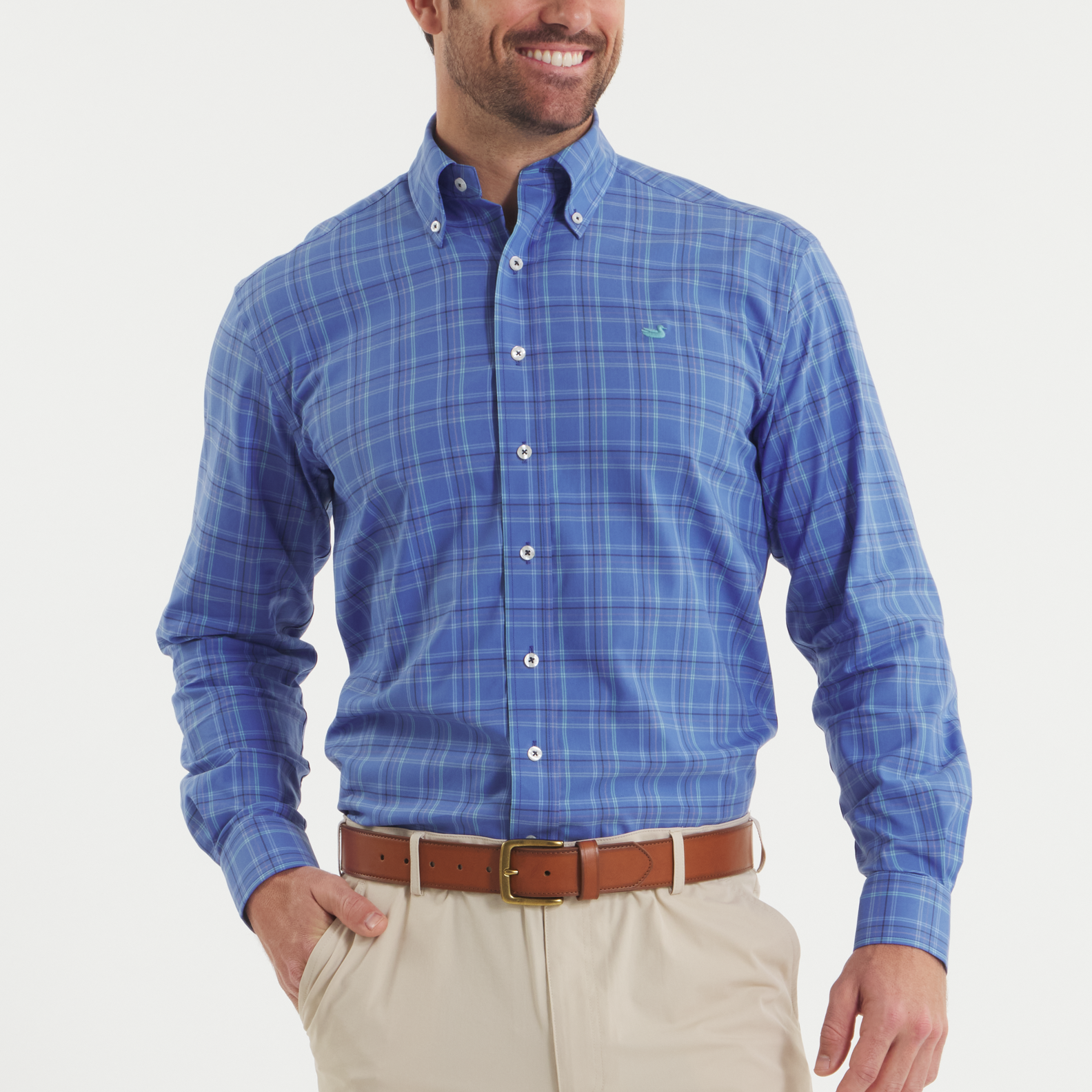 southern marsh dress shirts Southern Marsh Chatham Lines Performance Dress Shirt Dark Bluebonnet & Blue / Extra Small
