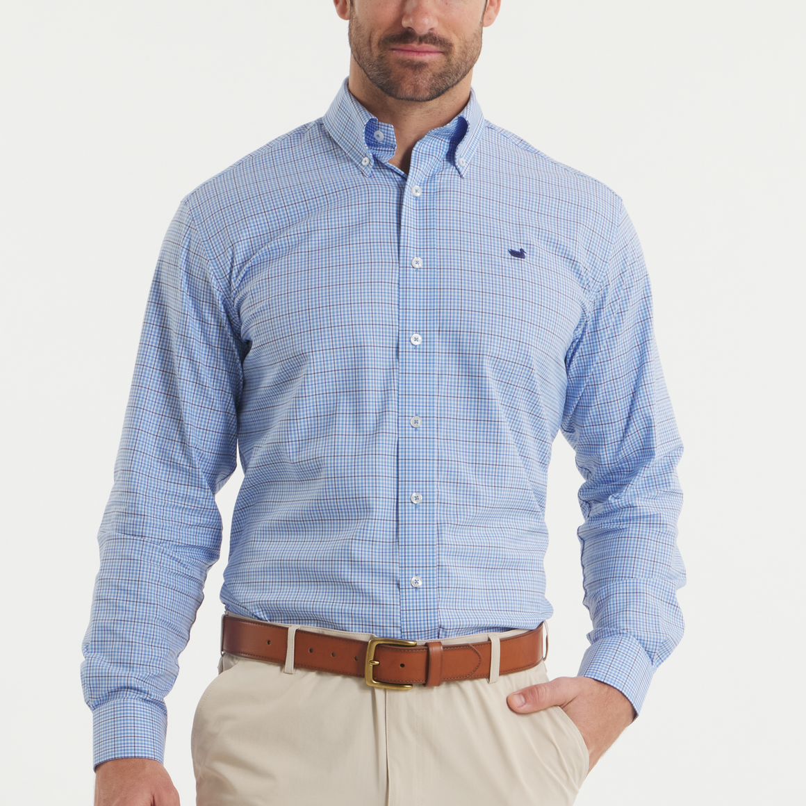 Southern Marsh Dyer Performance Gingham Dress Shirt Sage & Slate / Large