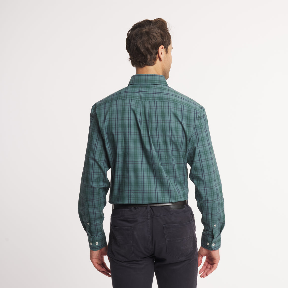 Dark Green & Sage Plaid | ON MODEL | BACK