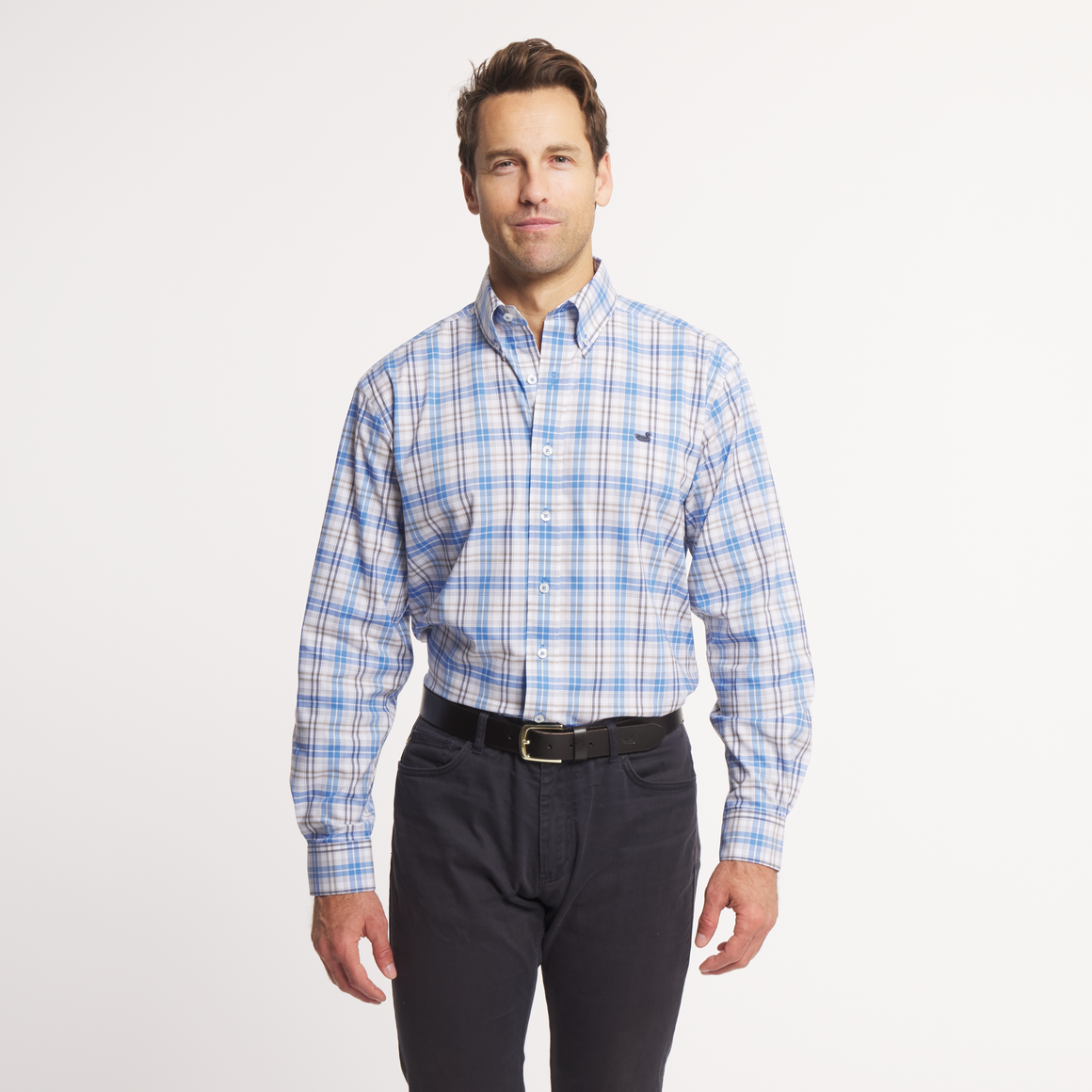 French Blue & Navy Plaid | FRONT 2