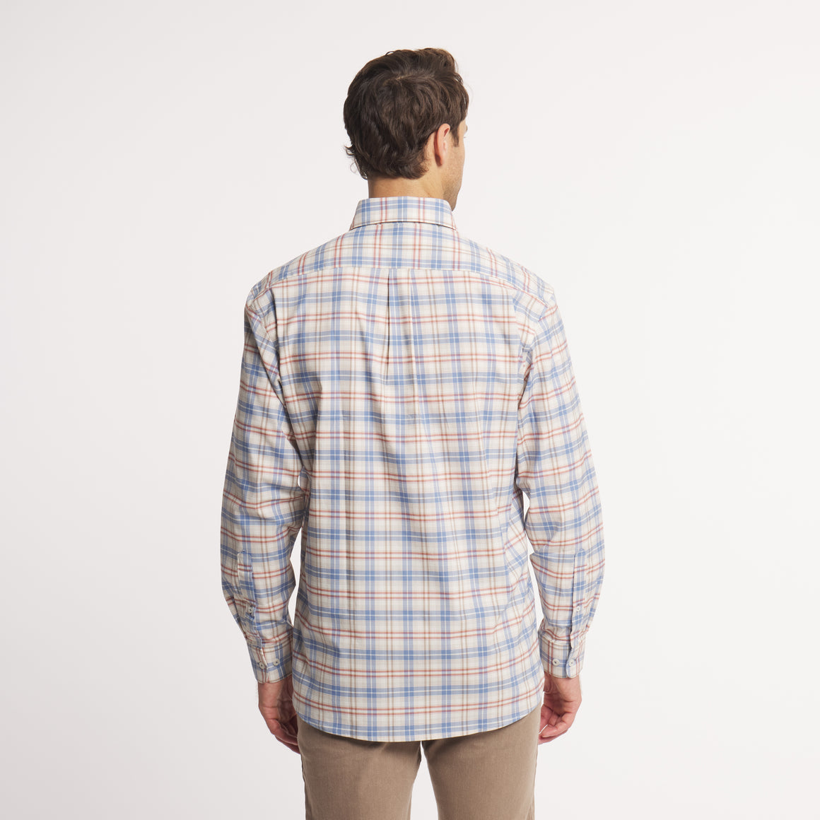 Slate & Burnt Taupe Plaid | ON MODEL | BACK