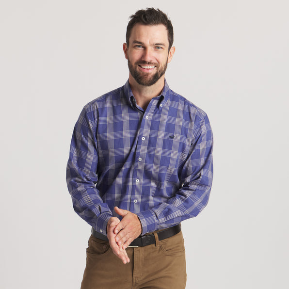 performance dress shirts men PLAID SHIRT GREY/WHITE / L (16-16.5 34/35) / Slim athletic fit and versatile All Performance Dress Shirts