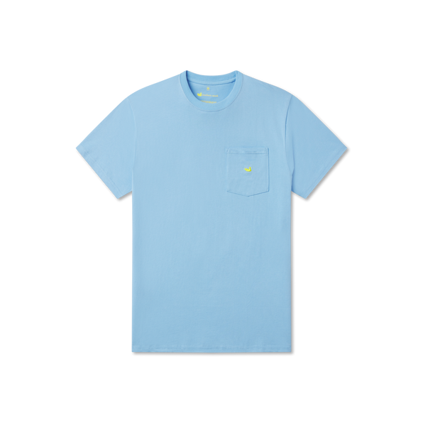 Embroidered Pocket T-shirt in Breaker Blue with Electric Yellow Duck