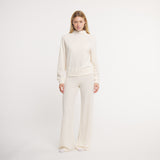 Oatmeal Ribbed Knit | On Model | Full Lounge Set | Matching Top and Pant