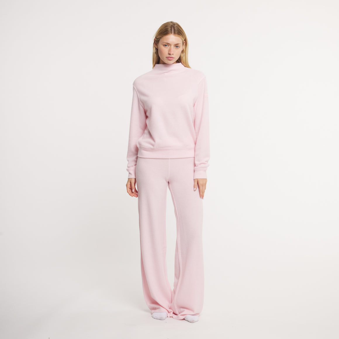 Camellia Ribbed Knit | On Model | Full Lounge Set | Matching Top and Pant