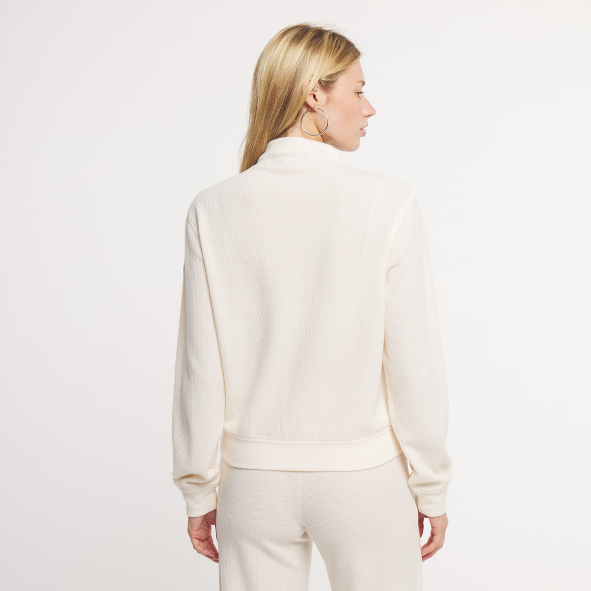 Oatmeal Ribbed Knit | On Model | Back