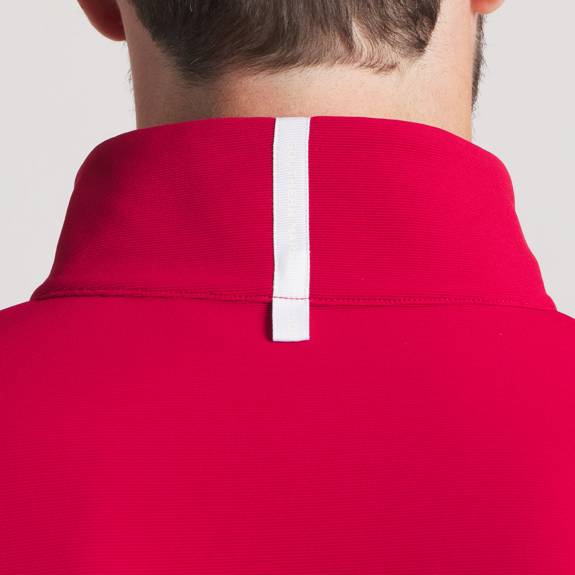 Crimson With White | On Model Collar Details 2