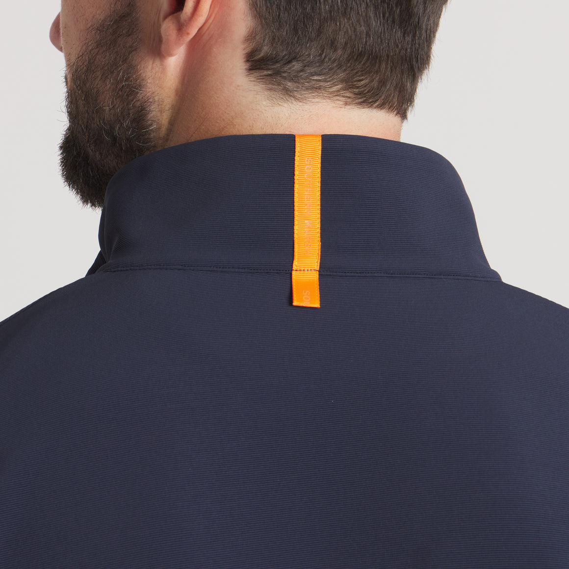 Navy With Orange | On Model Collar Details 2