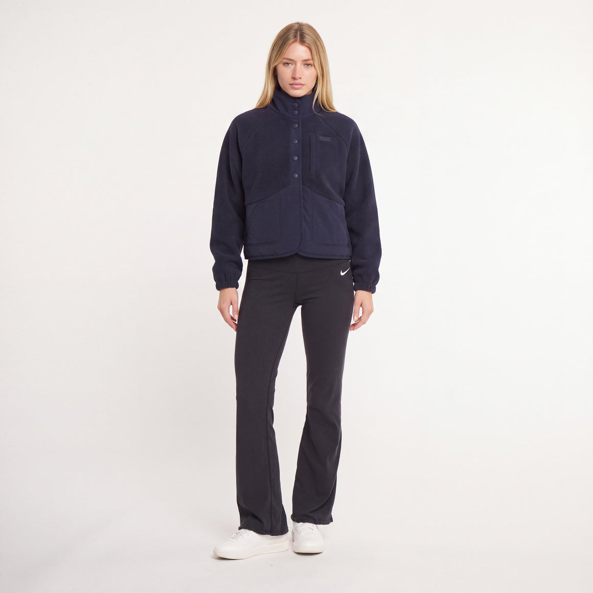 Navy | On Model | Full Body Buttoned Up