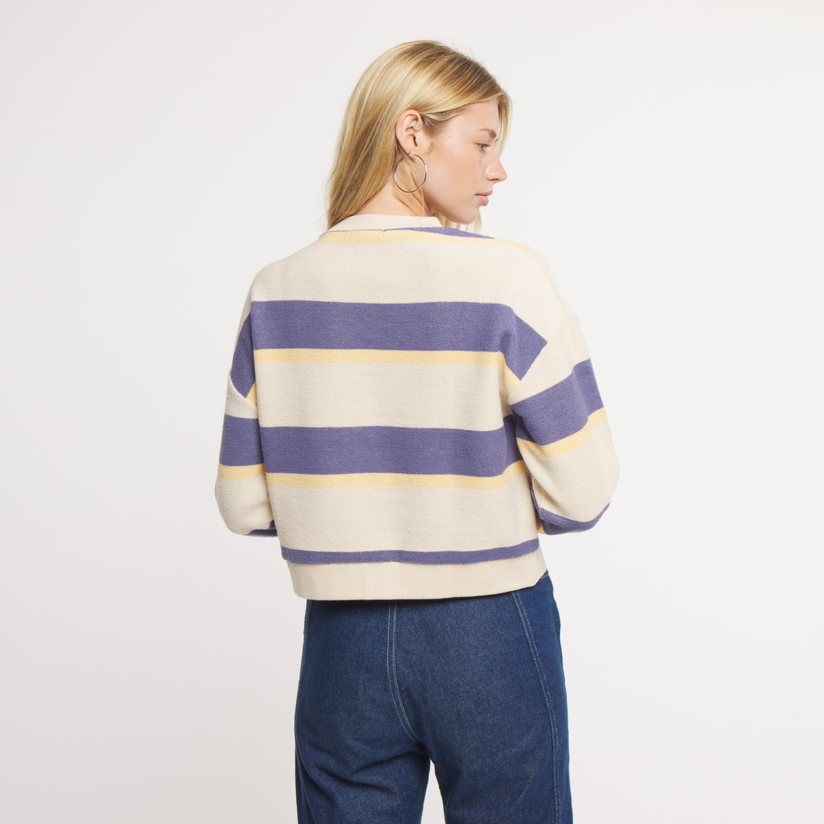 Audubon Tan & Purple Stripe | ON MODEL | BACK