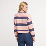 Camelia & Navy Stripe | ON MODEL | BACK