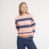 Camelia & Navy Stripe | ON MODEL | SIDE
