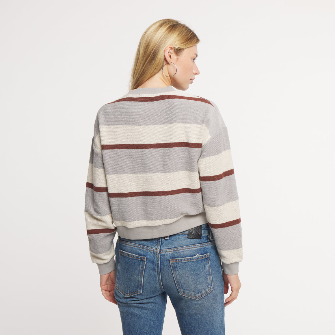 Gray & Garnet Stripe | ON MODEL | BACK