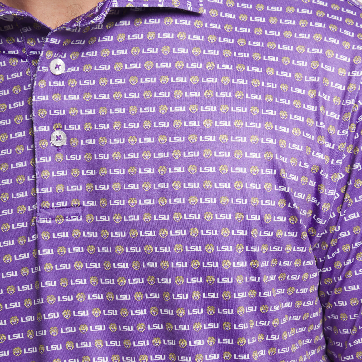 Purple Lsu Pattern | ON MODEL | PRINT CLOSE UP