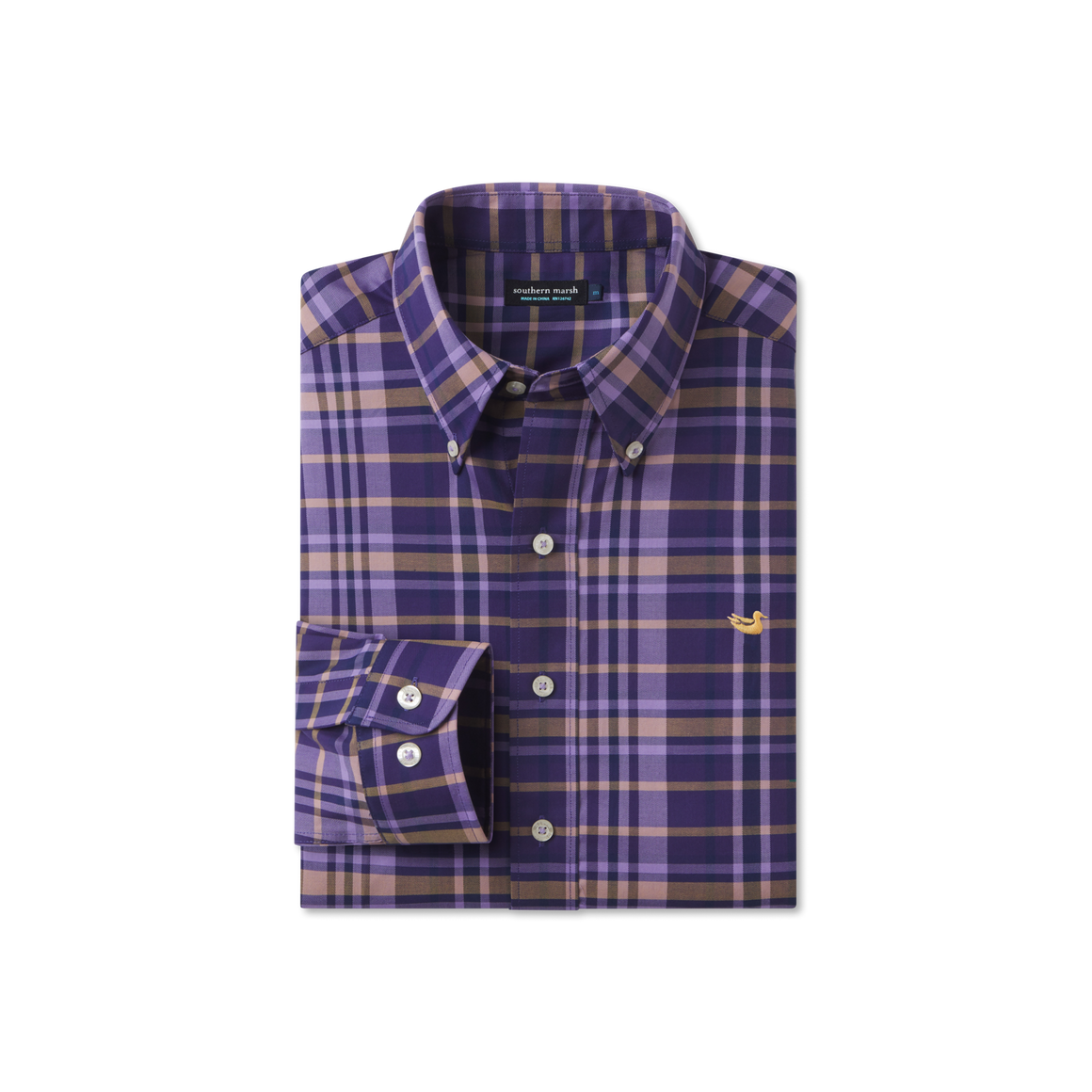 Blanco Plaid Dress Shirt Purple and Yellow / Small