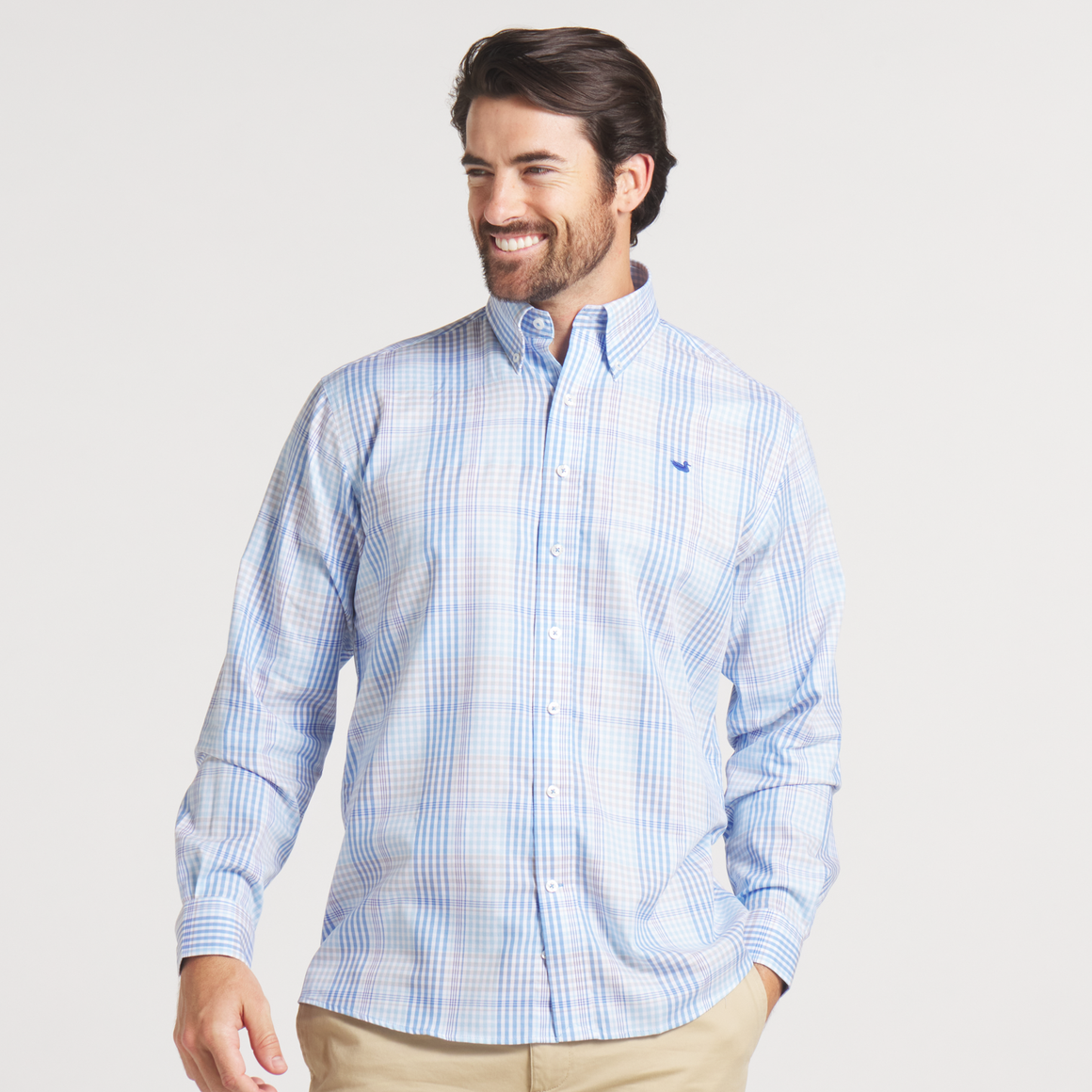 Edgefield Windowpane Dress Shirt French Blue & Royal / Extra Small