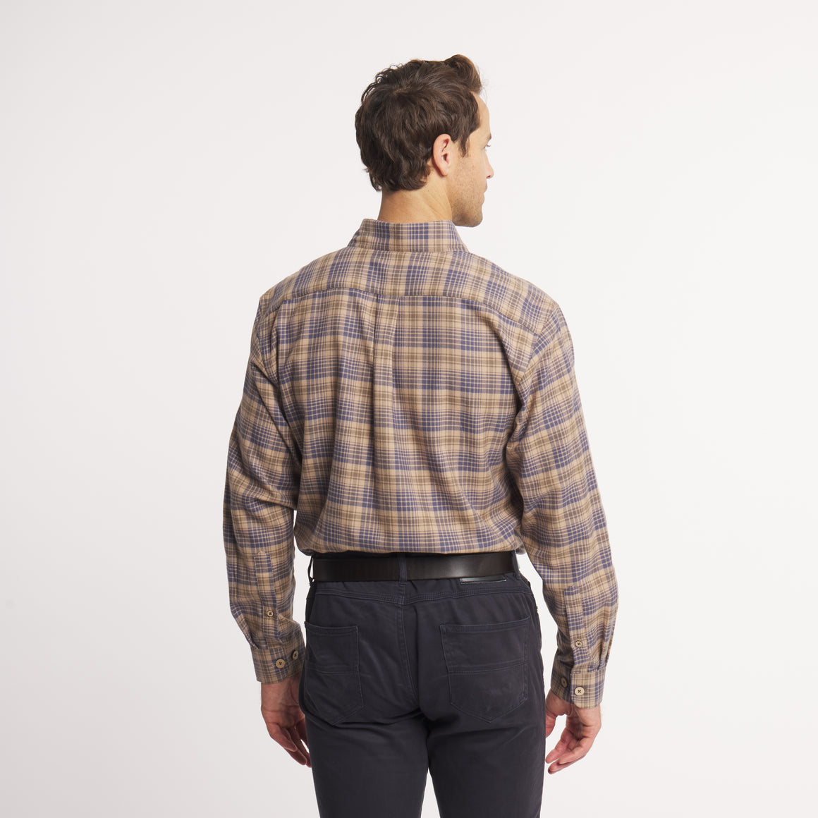 Burnt Taupe & Slate Flannel | ON MODEL | BACK 2