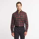 Dark Olive & Navy Flannel | ON MODEL | FRONT