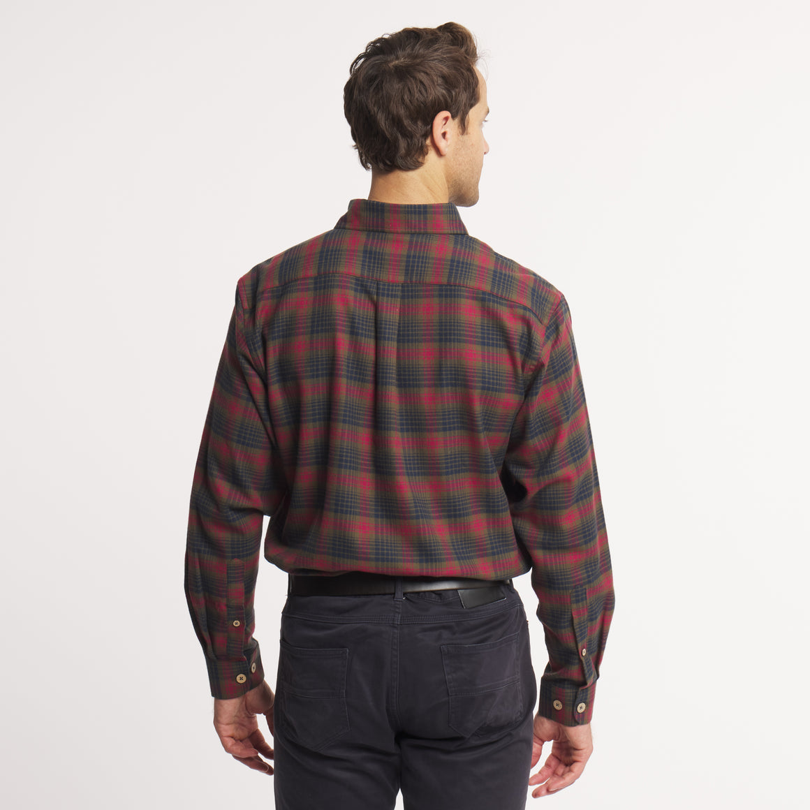 Dark Olive & Navy Flannel | ON MODEL | BACK 2
