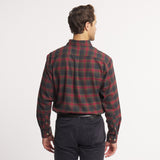 Dark Olive & Navy Flannel | ON MODEL | BACK 2