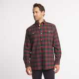 Dark Olive & Navy Flannel | ON MODEL | SIDE