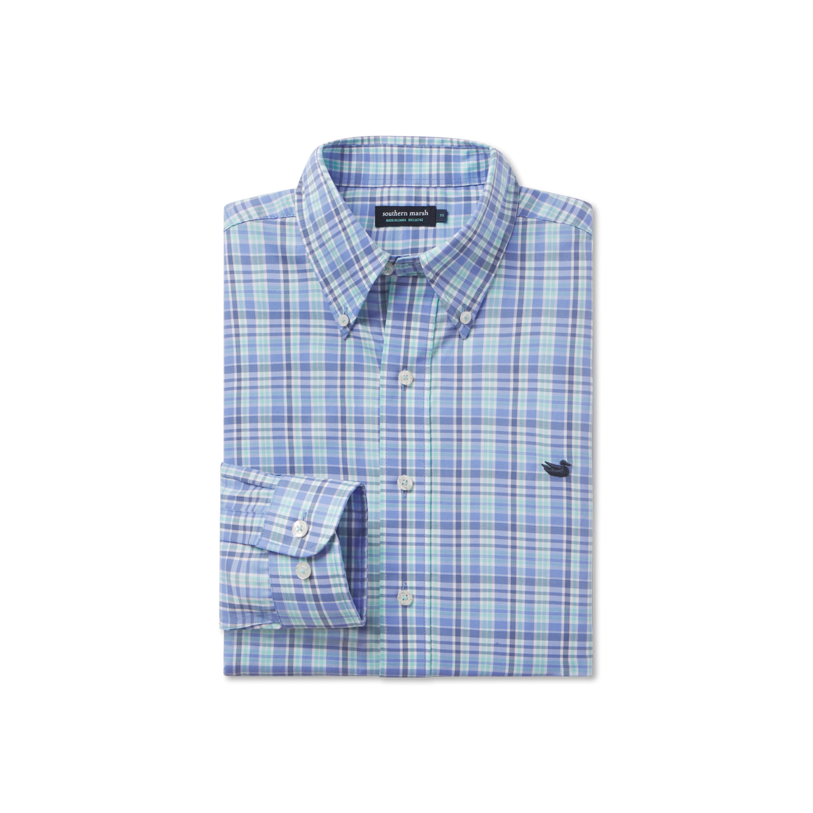 Southern Marsh: Hartsville Plaid Dress Shirt S / Slate & Teal