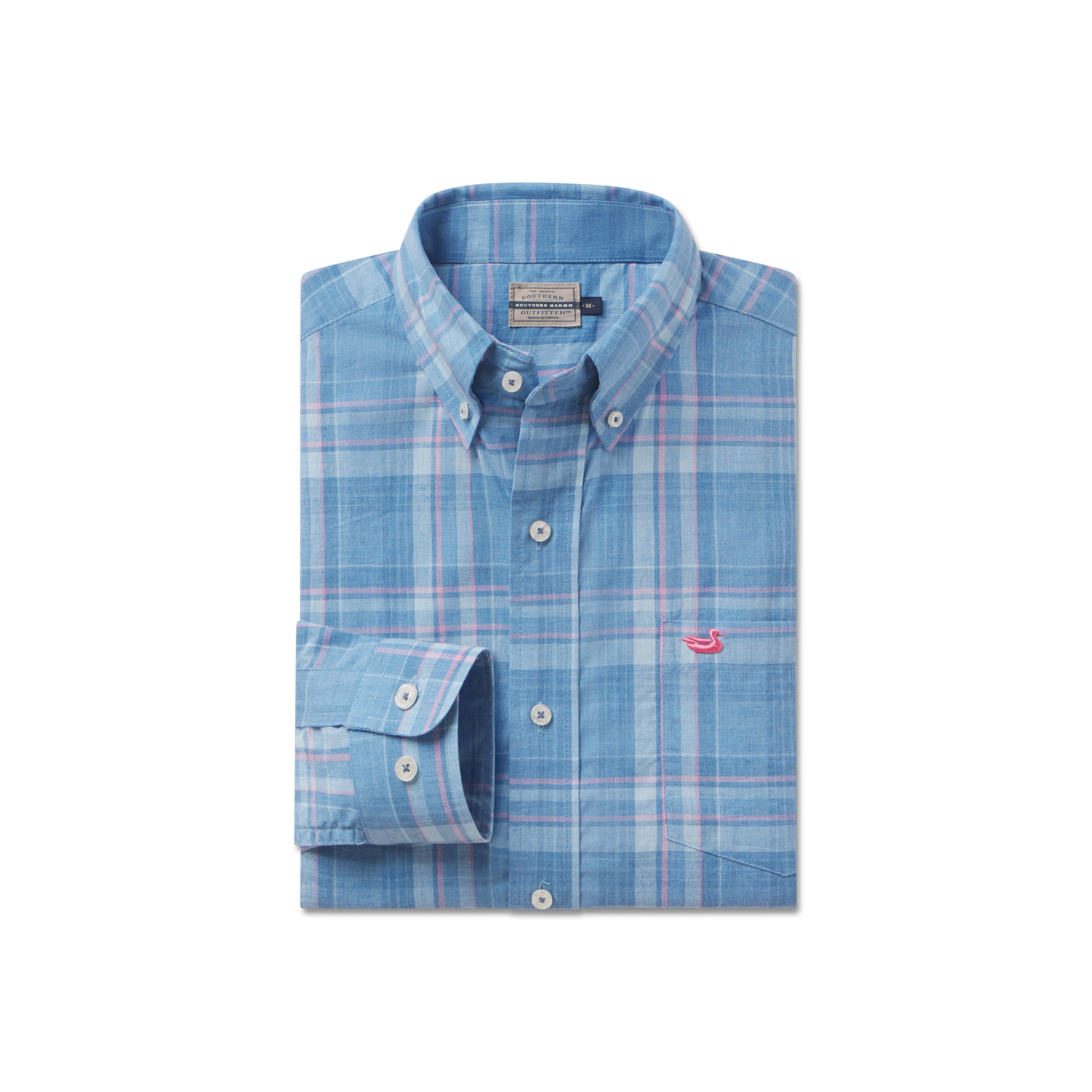 Southern Marsh Brevard Plaid Dress Shirt - Wrinkle-Free 100% Cotton Teal & Blue Button-Down For Men & Women