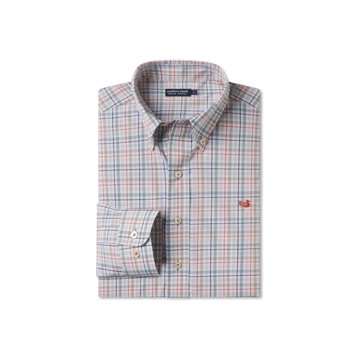 Southern Marsh Calhoun Check Dress Shirt Navy Burnt Taupe / S