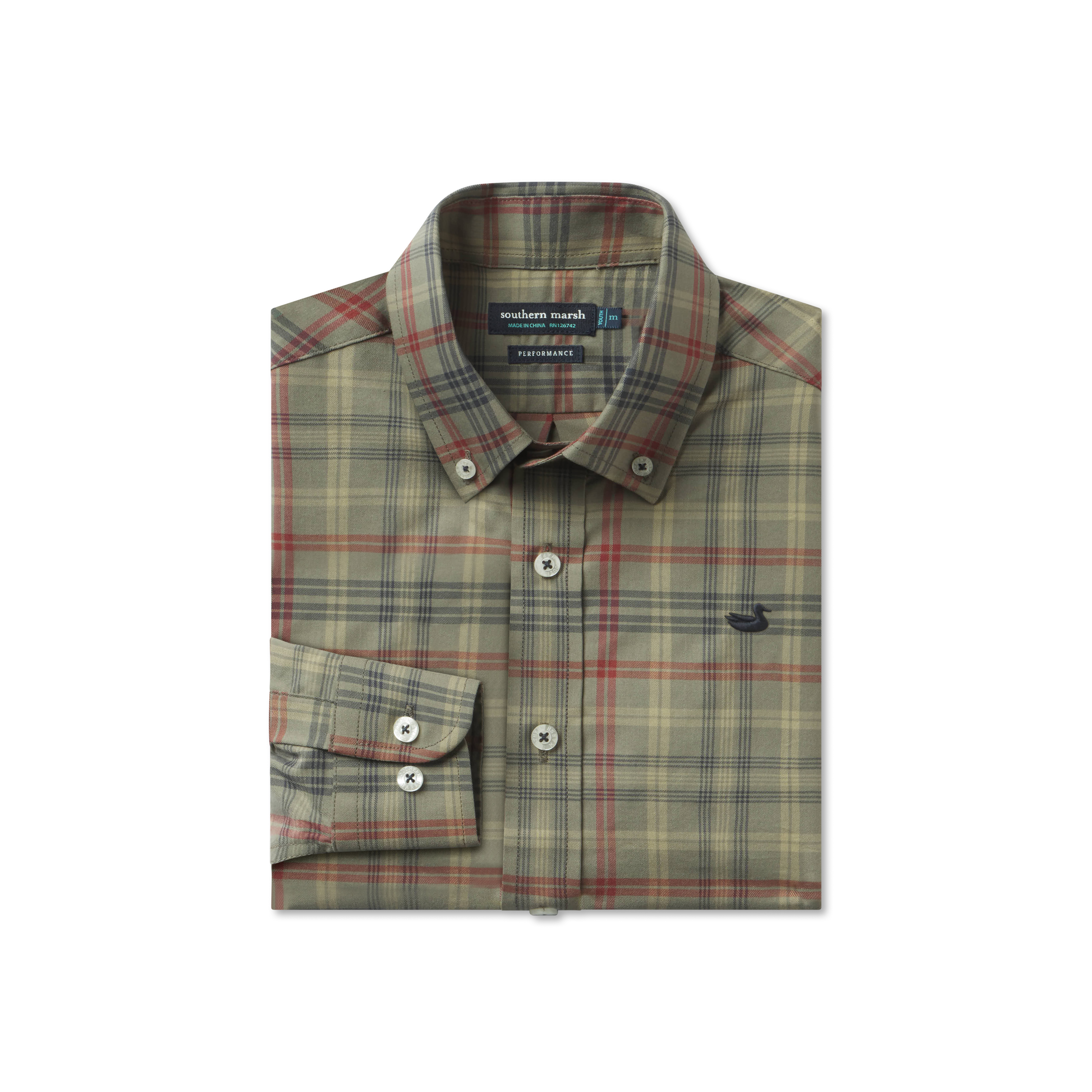 Youth Barnstable Lines Performance Dress Shirt Sage & Navy / Youth XS
