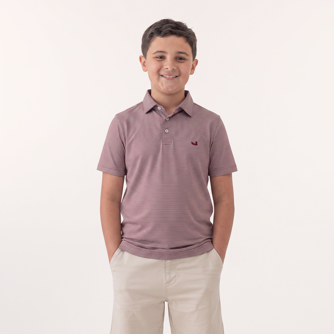 Maroon & Gray Stripe | On Model Front