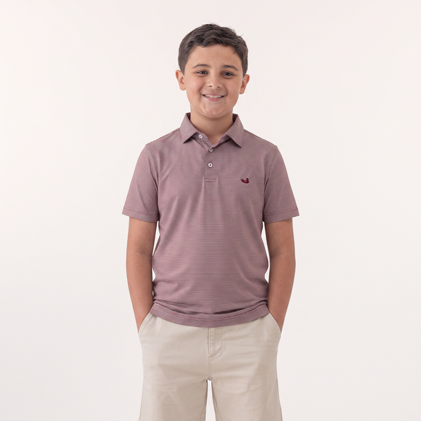 Maroon & Gray Stripe | On Model Front