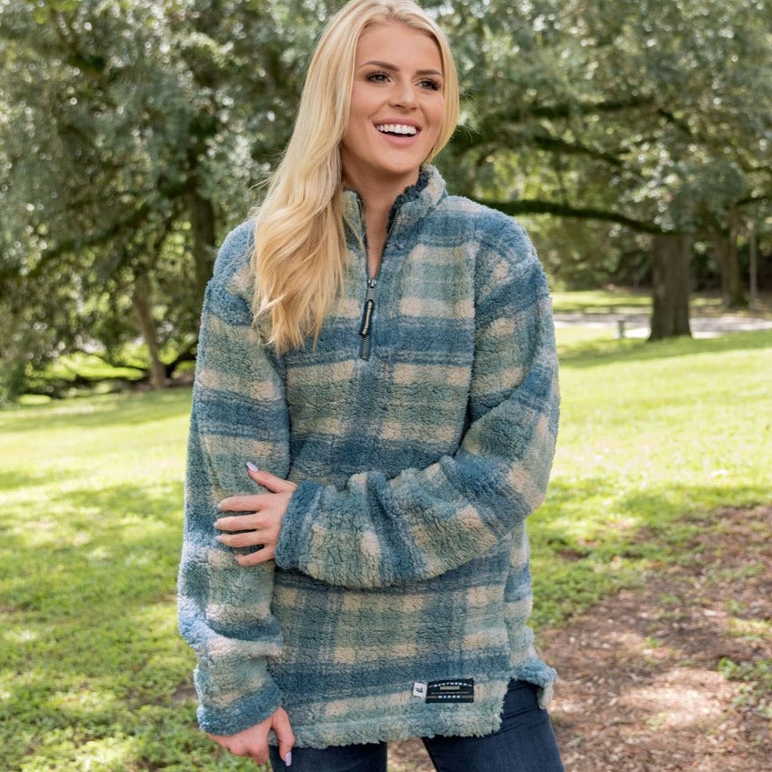 Plaid sherpa 2024 pullover women's