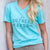 Antigua Blue | Danielle V-Neck Tee | Slub | Womens Fit T-Shirt